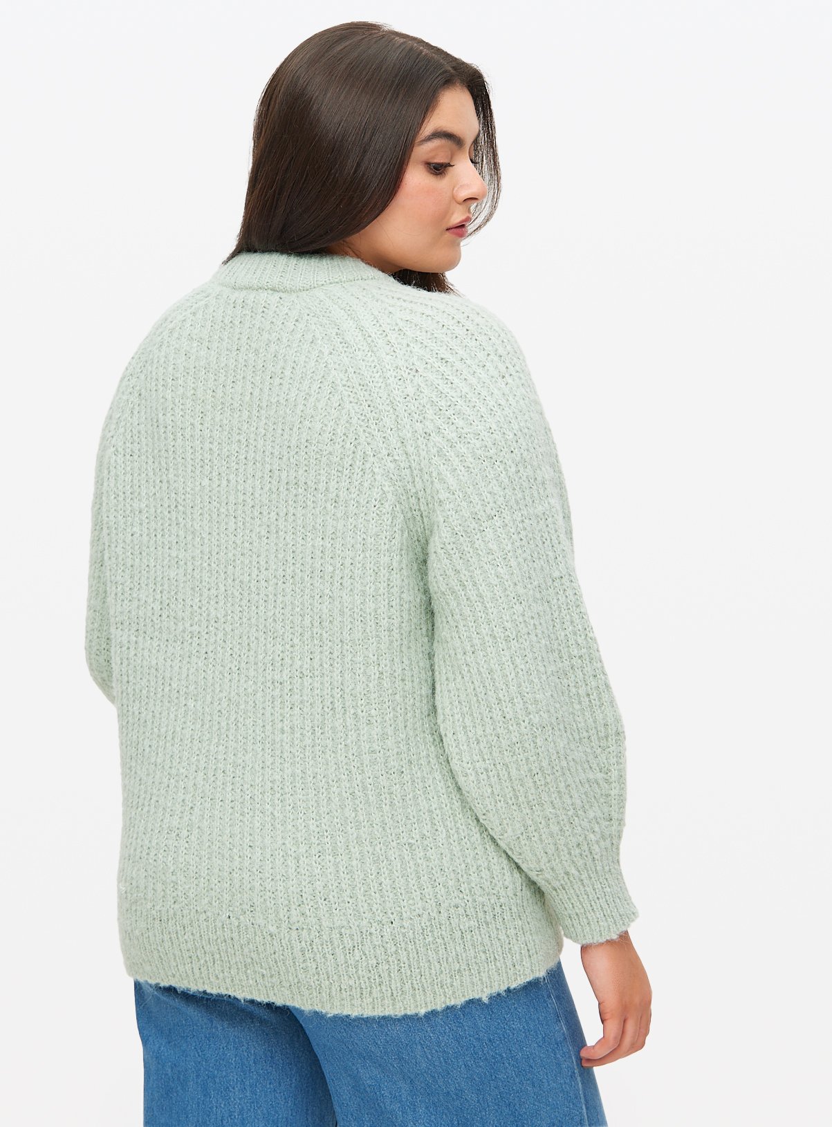 Green Knitted Raglan Crew Neck Jumper L - Image 4 thumbnail